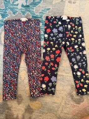 TBBC Legging Bundle - 12/18m - Girls' Navy Floral Print Leggings - Pack of 2